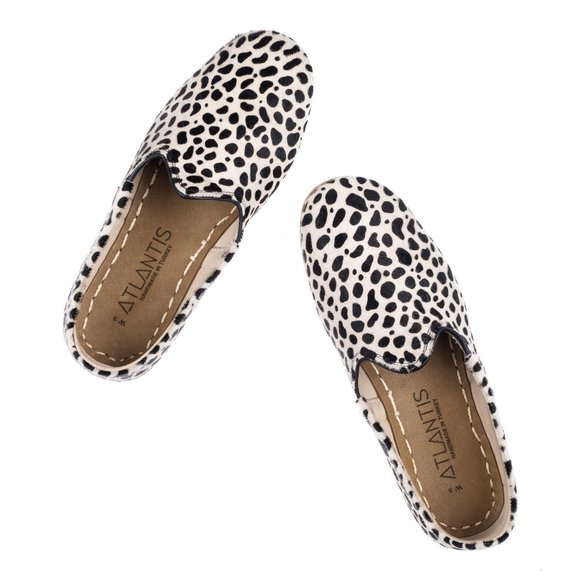 Mens Black Dots Leather Slip Ons main image 6